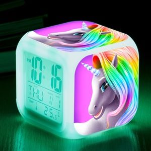 Color changing unicorn clock: time, temp & date!!
